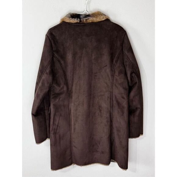 Orvis Penny Lane Aspen Faux Fur Brown Lined Coat Size Medium - Picture 2 of 11